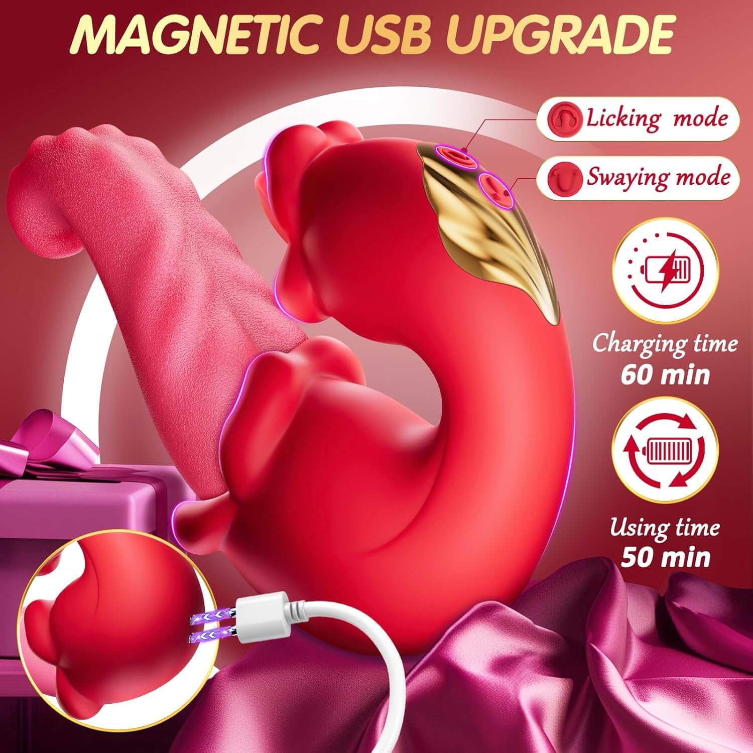 Rose Toy Sex Toys Tongue Vibrator for Women – 10 Licking Clitoral - Image 13
